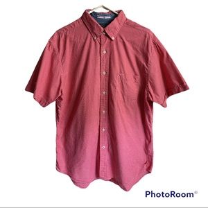Nautica Men Shirt Large Short Sleeves Button Down Red Plaid